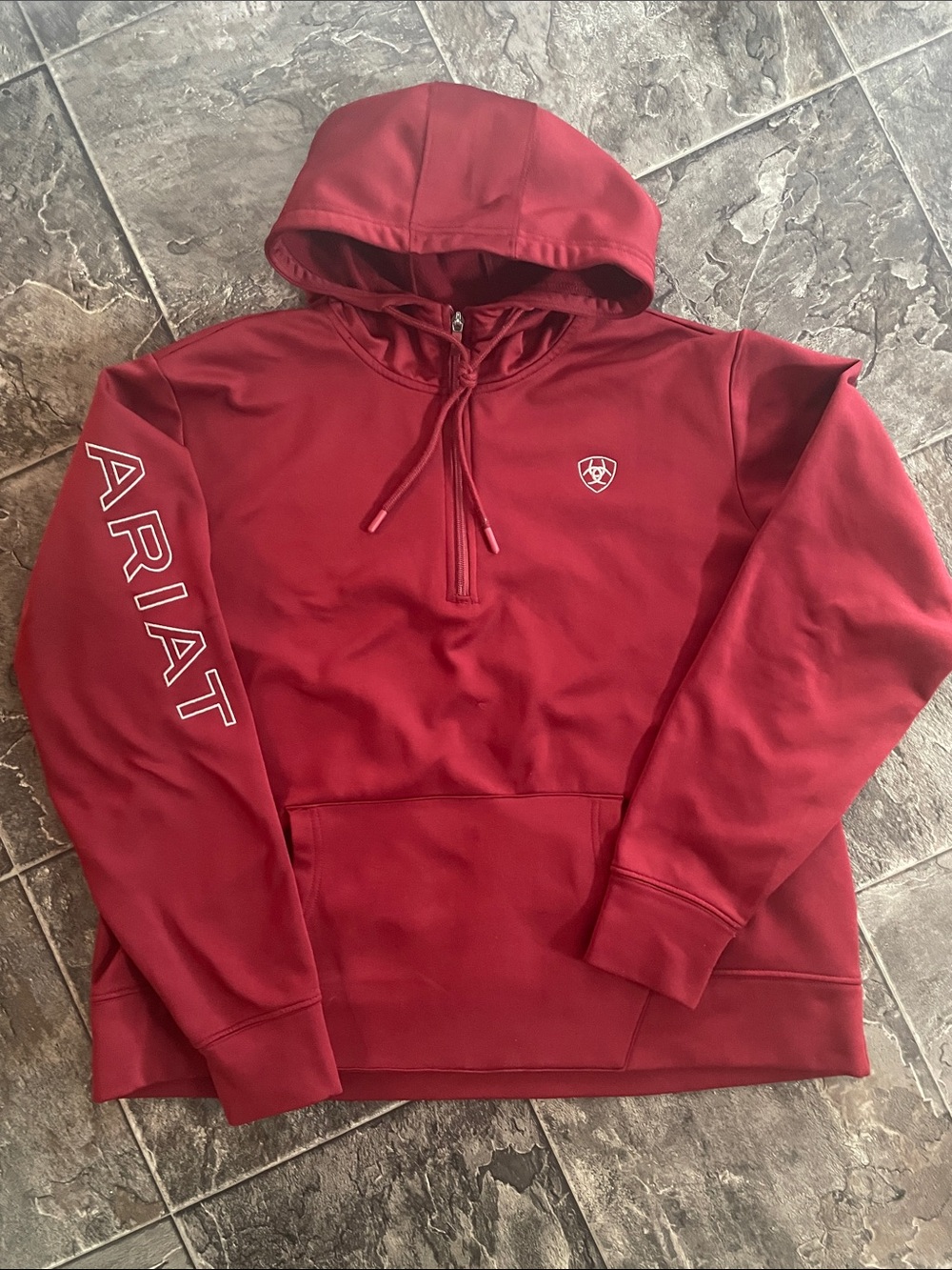 ARIAT Quarter-Zip Logo Sleeve Western Rodeo Ranch Casual Cowgirl Pocket Hoodie